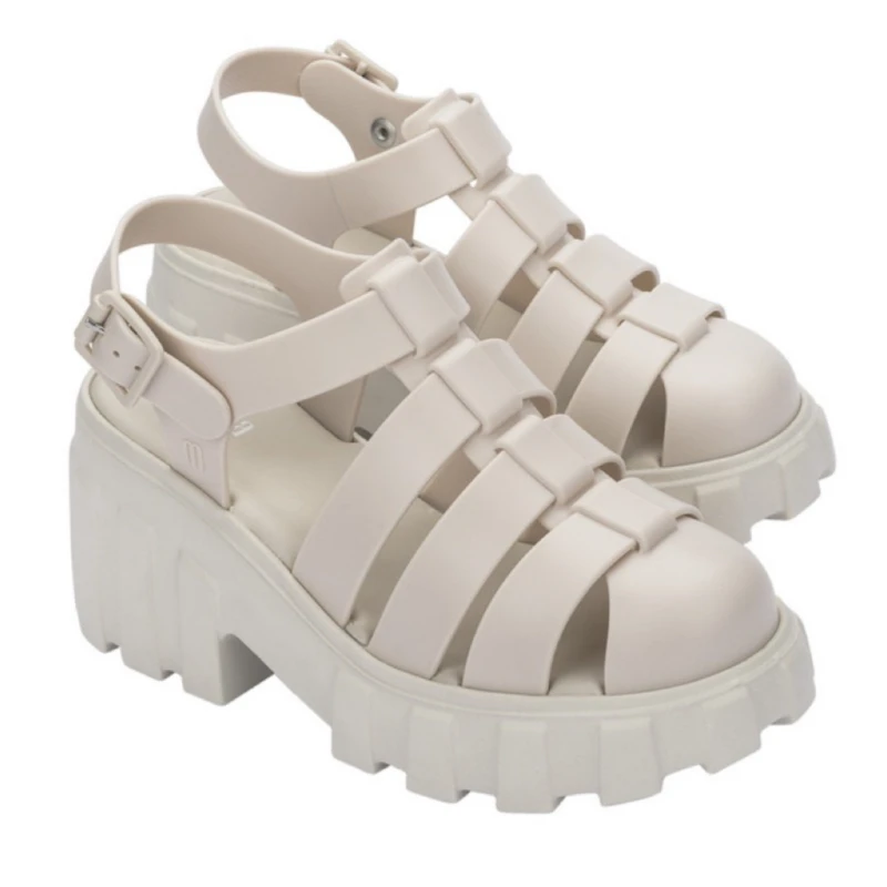 

Women Summer shoes 2023 New Melissa sandals Ladies high heels thick sole baotou Jelly Shoes Roman beach shoes