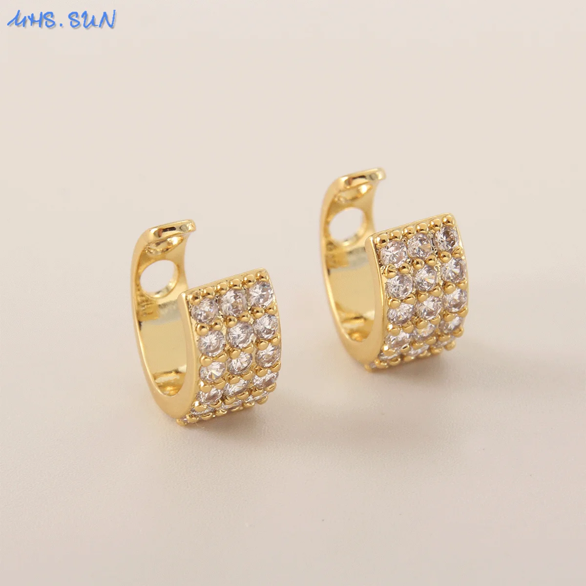 

MHS.SUN Mosaic AAA CZ Design Earrings Fashion Women Jewelry Gold Plated Hoop Earrings For Dinner Party Jewelry