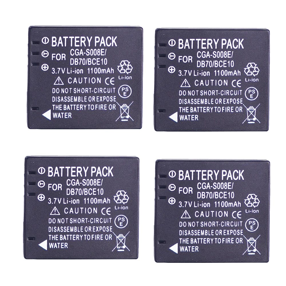 CGA-S008E Battery 1100mAh 3.7V for Panasonic DMC-FS3 FS5 FS20 FX30 FX33 FX35 FX36 FX37 CGAS008E CGA S008E DMW-BCE10 DB70 Camera