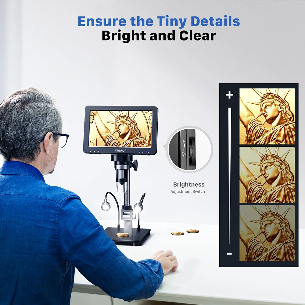 Elikliv EDM9 Pro 7 &quotHDMI цифровой микроскоп 1200X 1080P паяльный для электронного осмотра