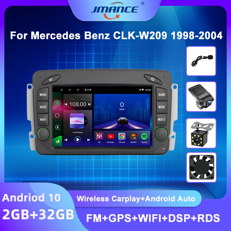 

JMANCE For Mercedes Benz CLK-W209 1998-2004 Car Radio Multimedia Video Player Autoradio 8 inch Android Auto CarPlay GPS 2din