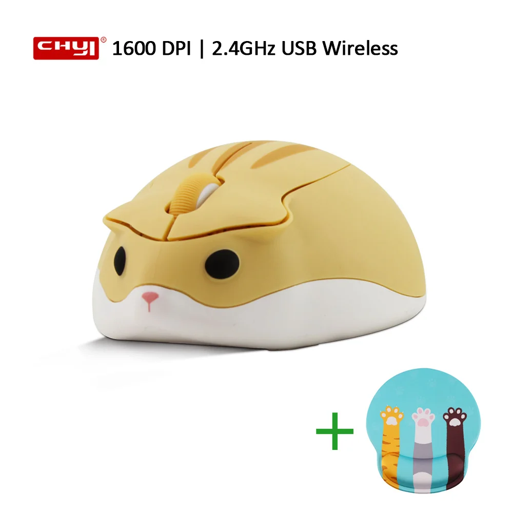 

2.4GHz USB Wireless Mouse Cute 3D Cartoon Hamster Mause with Mouse Pad Matte Ergonomical Mice for PC Laptop Girls Gift