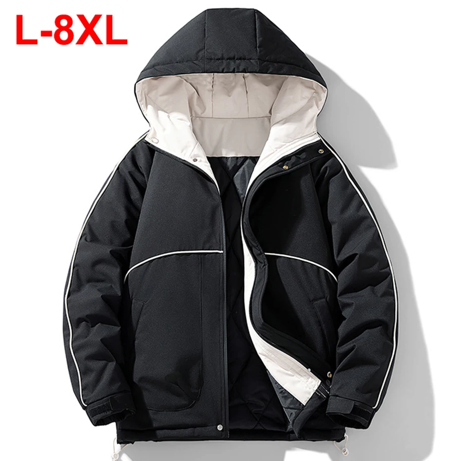 Мужская зимняя куртка с капюшоном размеры до 8XL