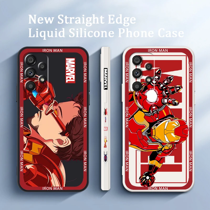 

Marvel Iron Man Avengers Art Phone Case For Samsung A73 A53 A54 A34 A14 A13 A03 A03S A72 A52 A32 5G Liquid Left Rope TPU Cover