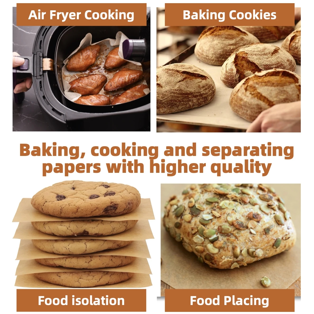 Бумага для выпечки гамбургеров 6 x 8 дюймов предварительно вырезанная