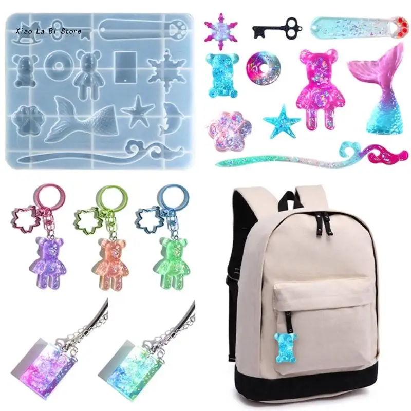 

XXFD Keychain Resin Molds Silicone Earrings Mold Epoxy Jewelry Mold Hair Molds