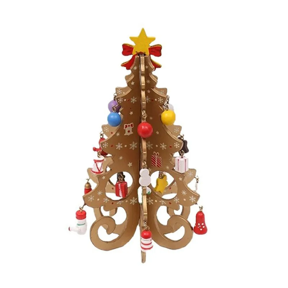 

Christmas Tree Navidad Decoraciones 19cmx14cm Bells Ornaments Board Home Decor Trees Gift Decor Wooden Desktop