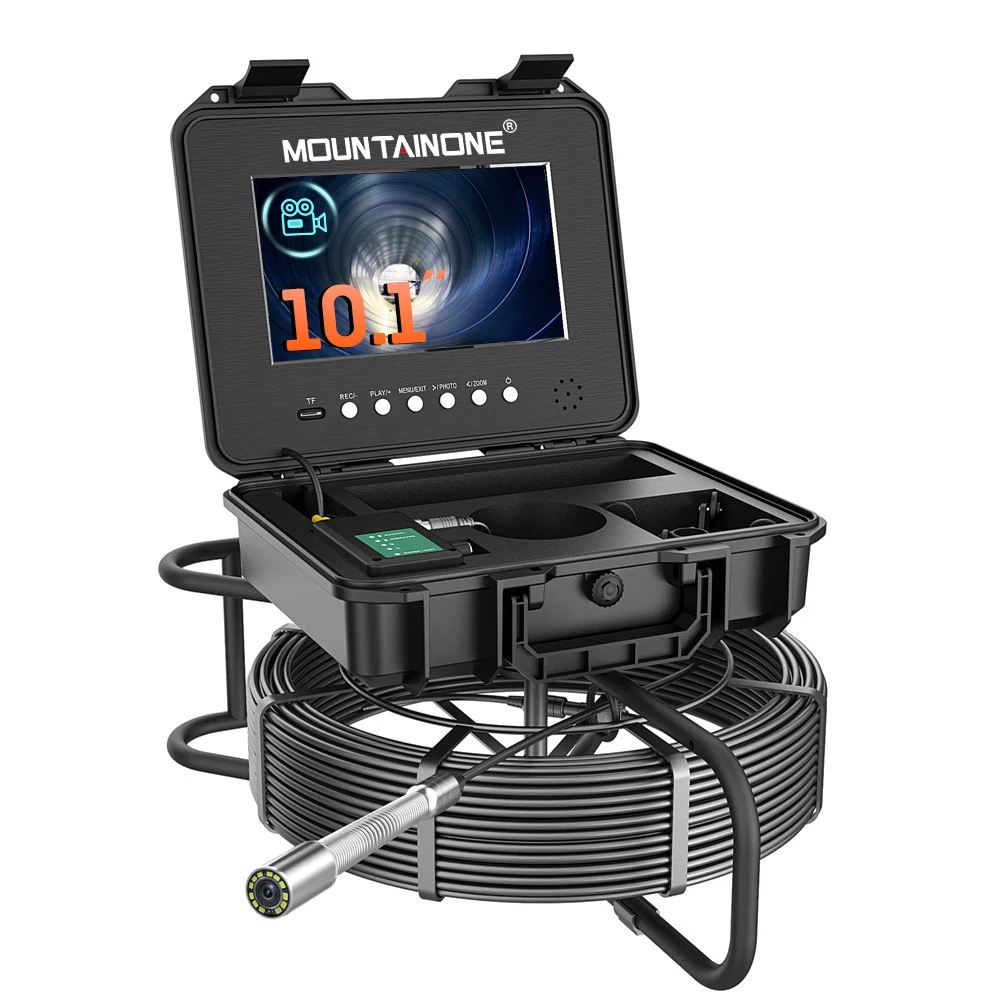 

10.1" IPS AHD 1080P Monitor 512HZ Locator DVR Auto Self Leveling Video+Audio Recording 5XImage Enlarge Borescope Pipeline Camera