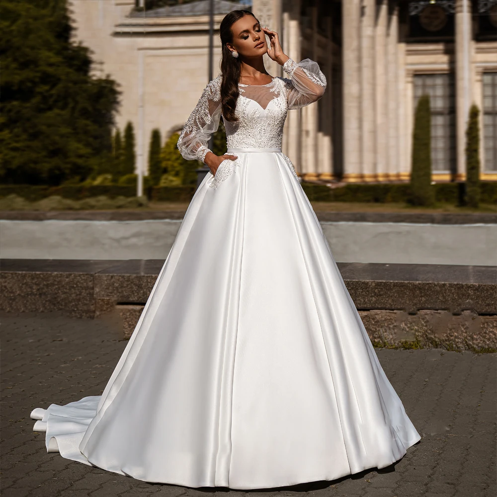 

UETEEY A-Line Satin Wedding Dress Bridal Gown Sweetheart With Jacket 2022 Court Train Wedding Gown Plus Size Vestido De Noiva