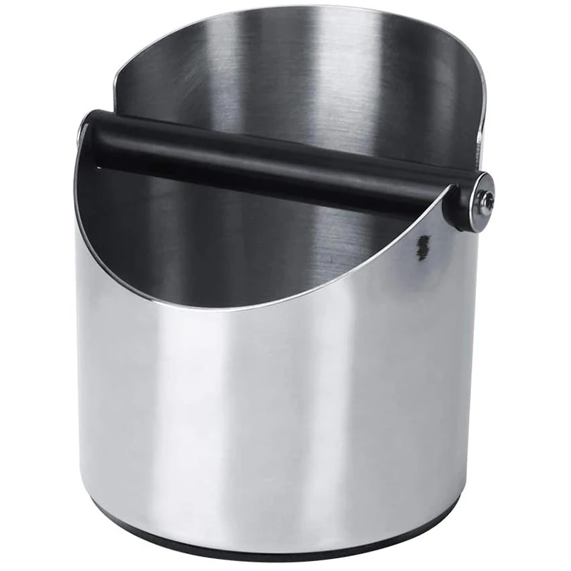 

1L Stainless Steel Coffee Knock Box Anti Slip Coffee Grind Dump Bin Waste Bin With Detachable Knock Bar For Barista