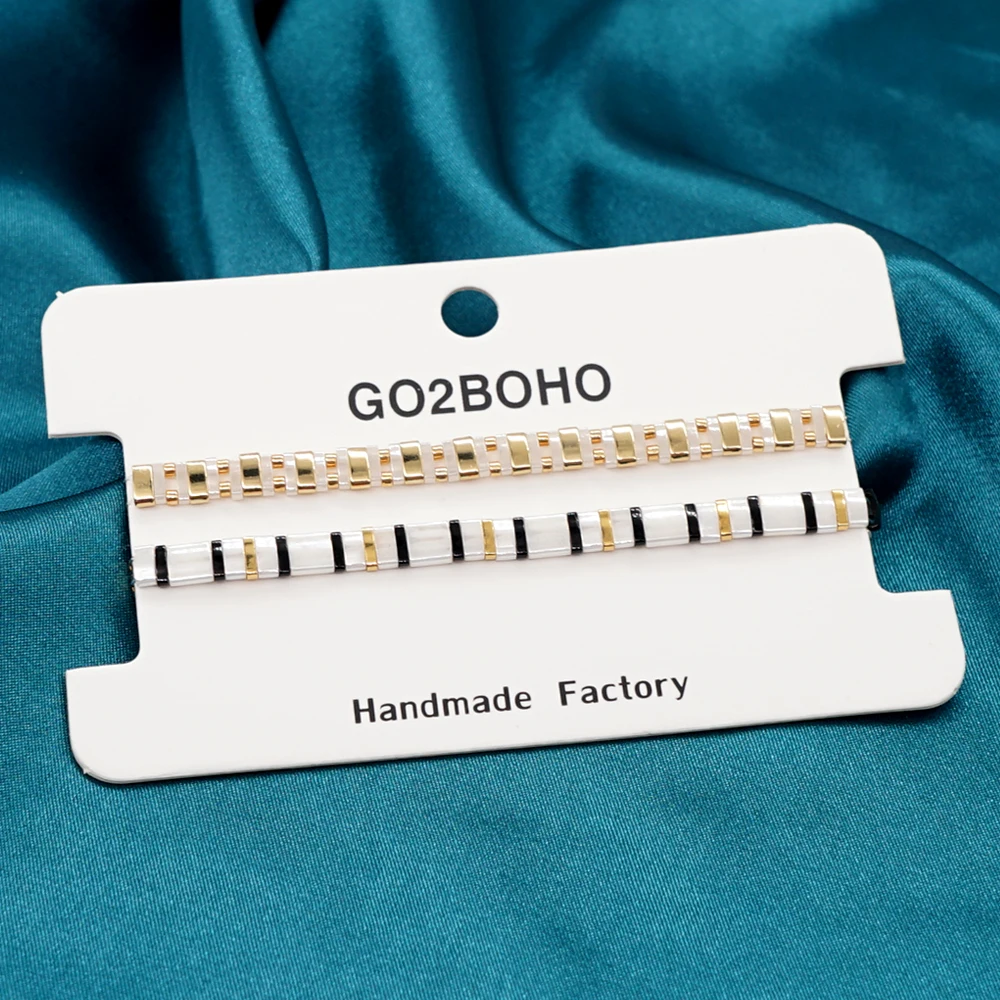 Go2Boho черный белый золотой цвет Tila Pulseras Mujer Moda модный браслет ювелирное изделие из