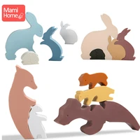 1set rabbit bear shaped silicone puzzle 3d cartoon animal puzzle montessori educational toy for children decoration gift