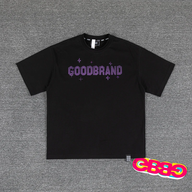 Фото Новинка: Футболка GOODBRAND с высококачественным принтом из блестящих страз, короткий рукав, унисекс, уличный стиль №2