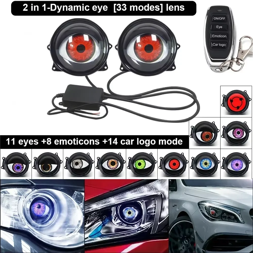 

Динамический автомобильный Demon Eye Red Eye 3-дюймовые линзы Devil Eyes для модернизированных комплектов 12 В, комплект фар в сборе, комплект автоаксессуаров