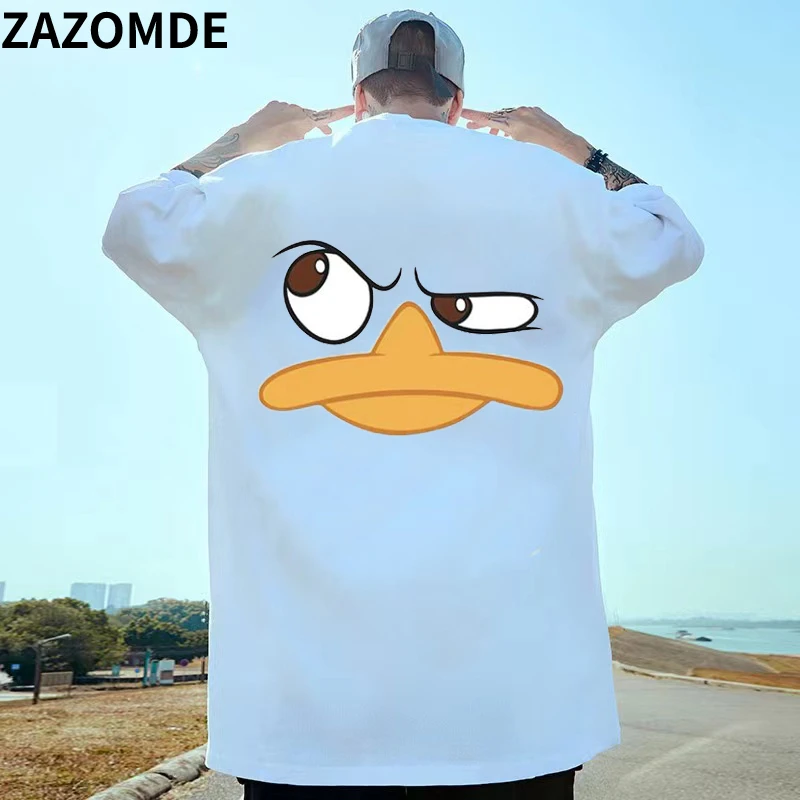 

ZAZOMDE Summer Cotton Cartoon Funny Print Short-sleeved T-shirt Casuals Hip Hop Harajuku Punk Short Sleeves High Street T-shirts