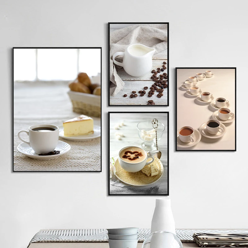 

Cafe Dessert Shop Decor Paintings Kitchen Poster Cake Bread Coffee Canvas Picture Frameless Wall Art for Living Room Home