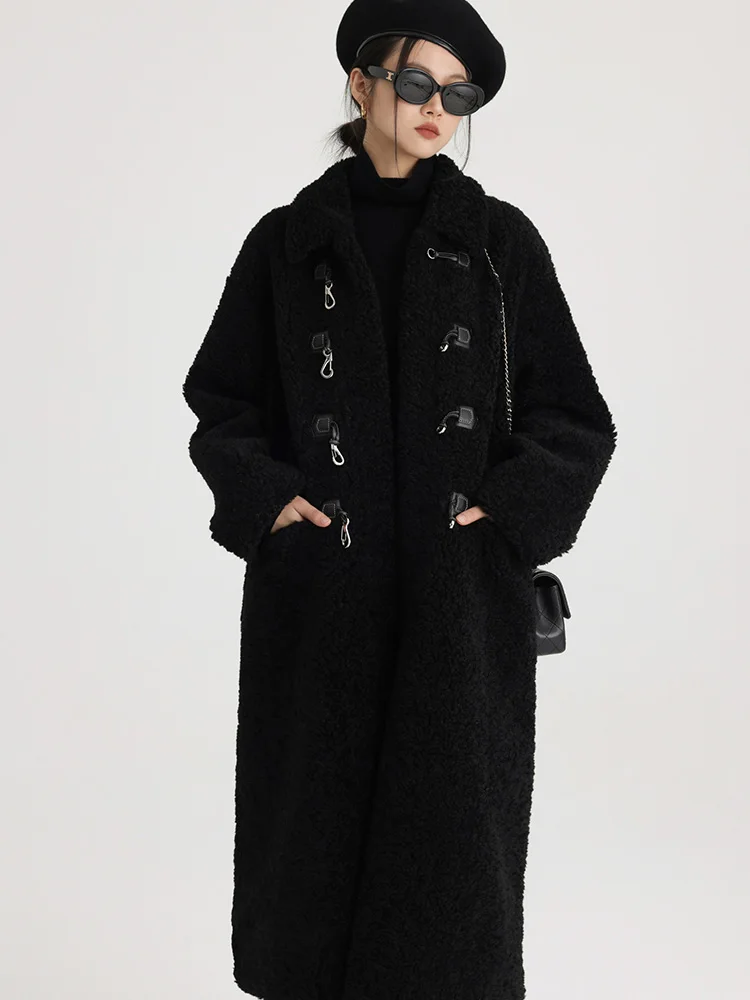 Fur Integration Long Black Coat 2022 Winter jacket Faux Fur Jackets Women Lamb Fur Plush Coat Vintage Warm Teddy Coat Overcoat