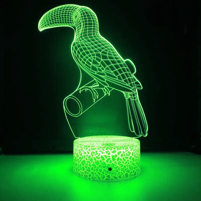 

Акриловая лампа Nighdn в виде попугаев, светодиодная лампа, прикроватное украшение для стола, подарок на день рождения и Рождество для детей, мальчиков и девочек