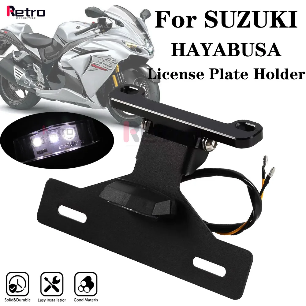 Фото Держатель номерного знака для SUZUKI HAYABUSA GSX1300R 2002-2024, кронштейн для задней рамы мотоцикла, светодиодный номерной светильник, устройство для устранения крыльев №1
