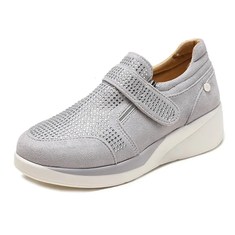 New Unisex Fashion Sneakers Women Shoes Plus Size 43 Glitter Crystal Sneakers Platform Comfort Blue Gold Silver Black Shoes