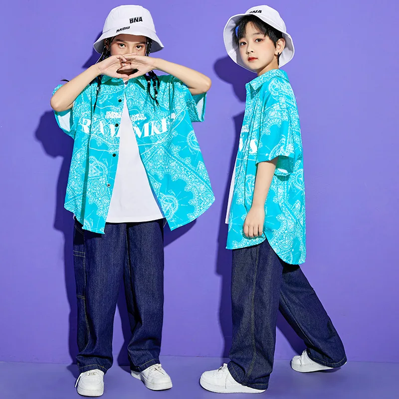 Детская летняя одежда в стиле хип-хоп рубашка с геометрическим принтом топ