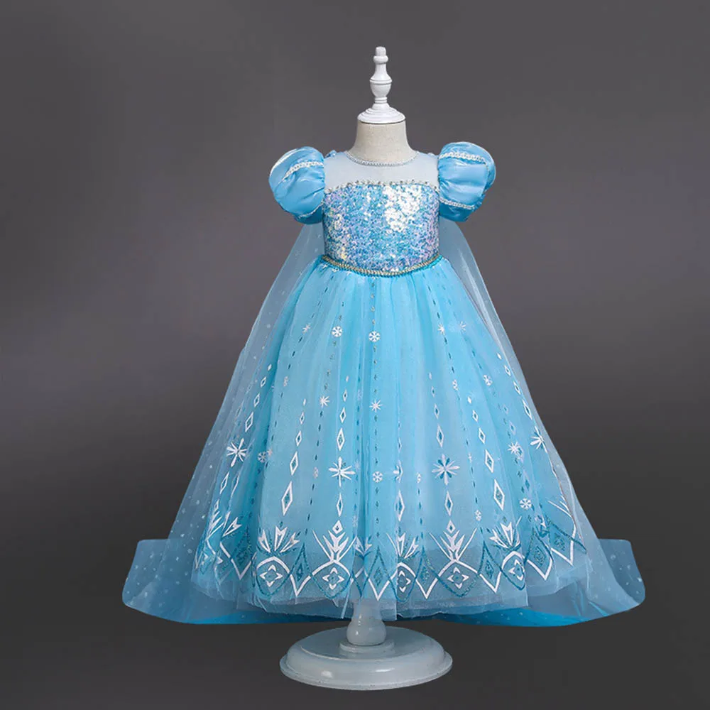 

Girls Party Evening Dress 2022 Summer Girls Star Sequins Cute Ball Gown Mesh Patchwork Princess Dress Kids Puff Sleeve Dresses