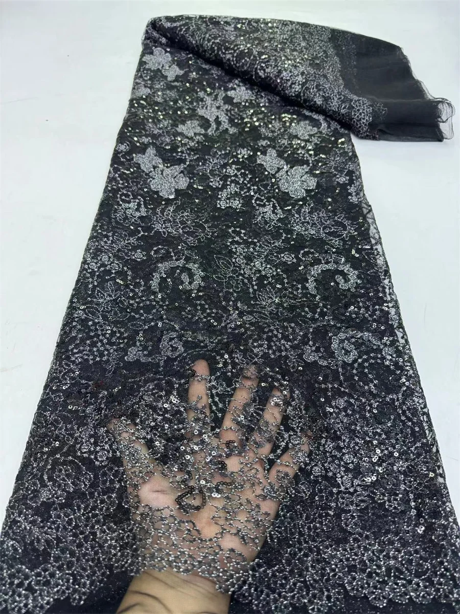 Роскошная африканская кружевная ткань с блестками и бисером 2024 нигерийская