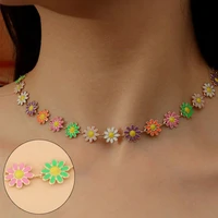 flower necklace choker chain boho colorful daisy party jewelry gift charm