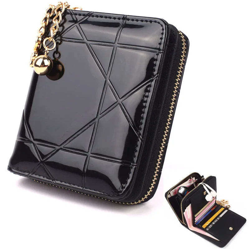 Hot Coin Purse Short 3 Folding Small Wallet Women Credit Card Holder Case Lady Patent Leather Money Bag Cute |