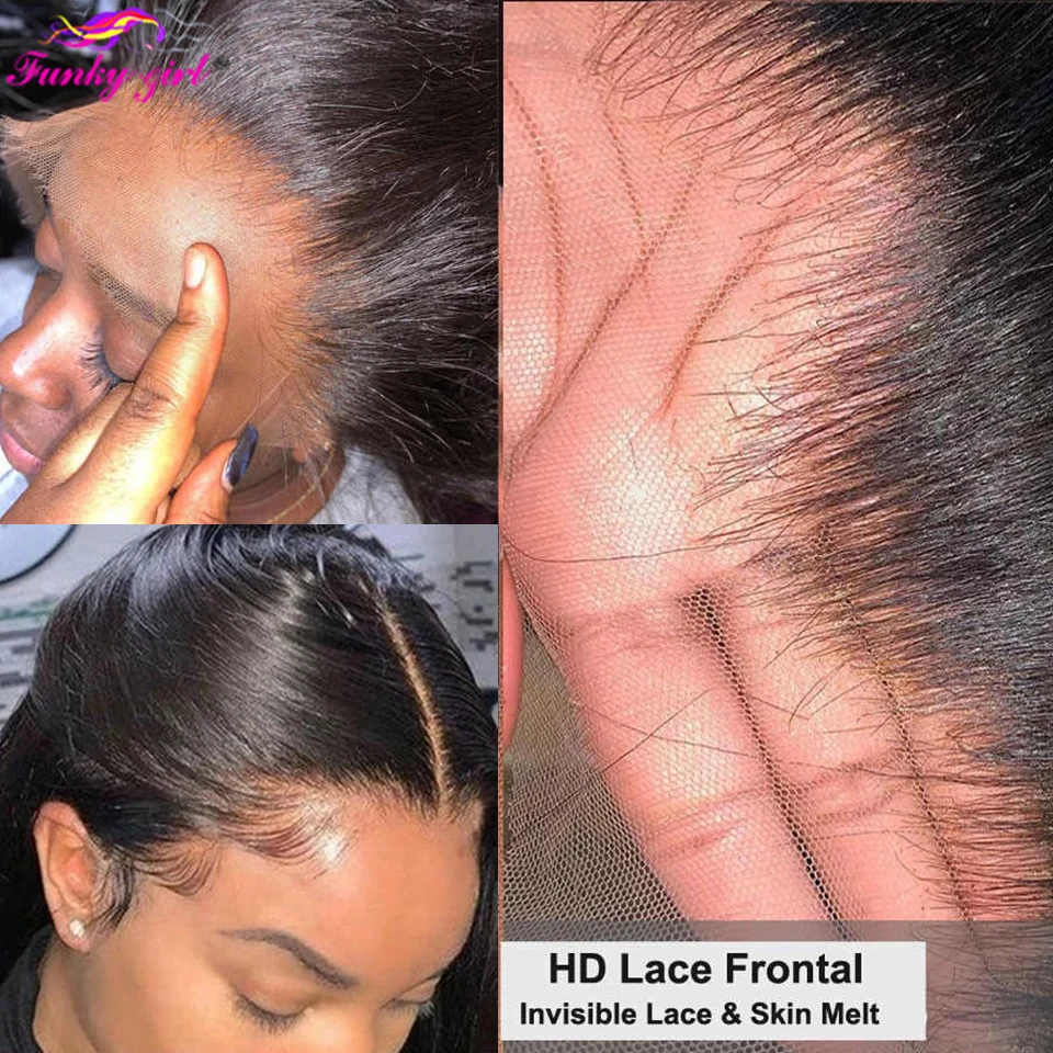 HD Straight Lace Front Human Hair Wigs for Women Transparent 13X4 Lace Frontal Wig Brazilian 4X4 Lace Closure Wig Pre-pl