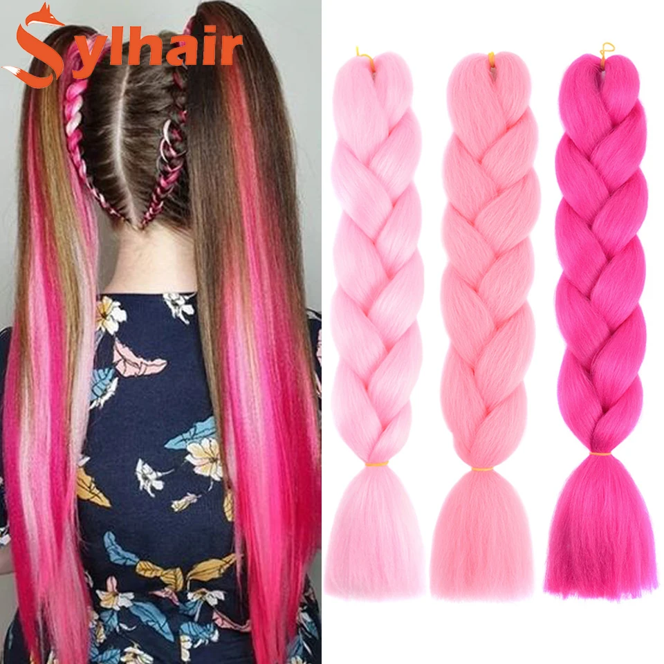 S Synthetic Glowing Hair Twist Braids Ombre Color For Black Women Braiding Hair Extensions Jumbo Braids Kanekalon Hair