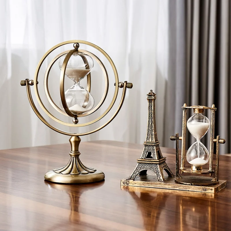

Creativity Retro Earth Hourglass Timer Metal 5/15/30/60 Minute Time Hourglass Table Cloc Decoration Home Desktop Decoration