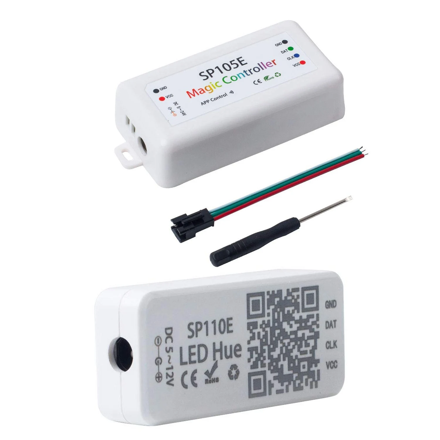 Фото A25P 2 шт. Bluetooth-контроллер: 1 шт. SP105E Беспроводной Bluetooth-контроллер APP WS2811 WS2812B WS2801 SK6812 и 1 шт. WS2812B SK6 №1