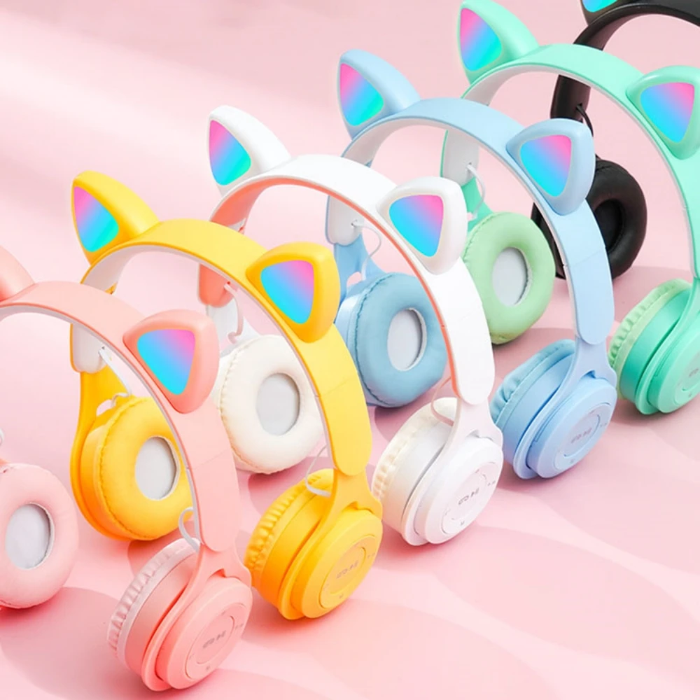 

Беспроводная гарнитура Y08 Y08M с кошачьими ушками, Bluetooth-наушники, разноцветные стерео Hi-Fi Игровые наушники с микрофоном для телефона