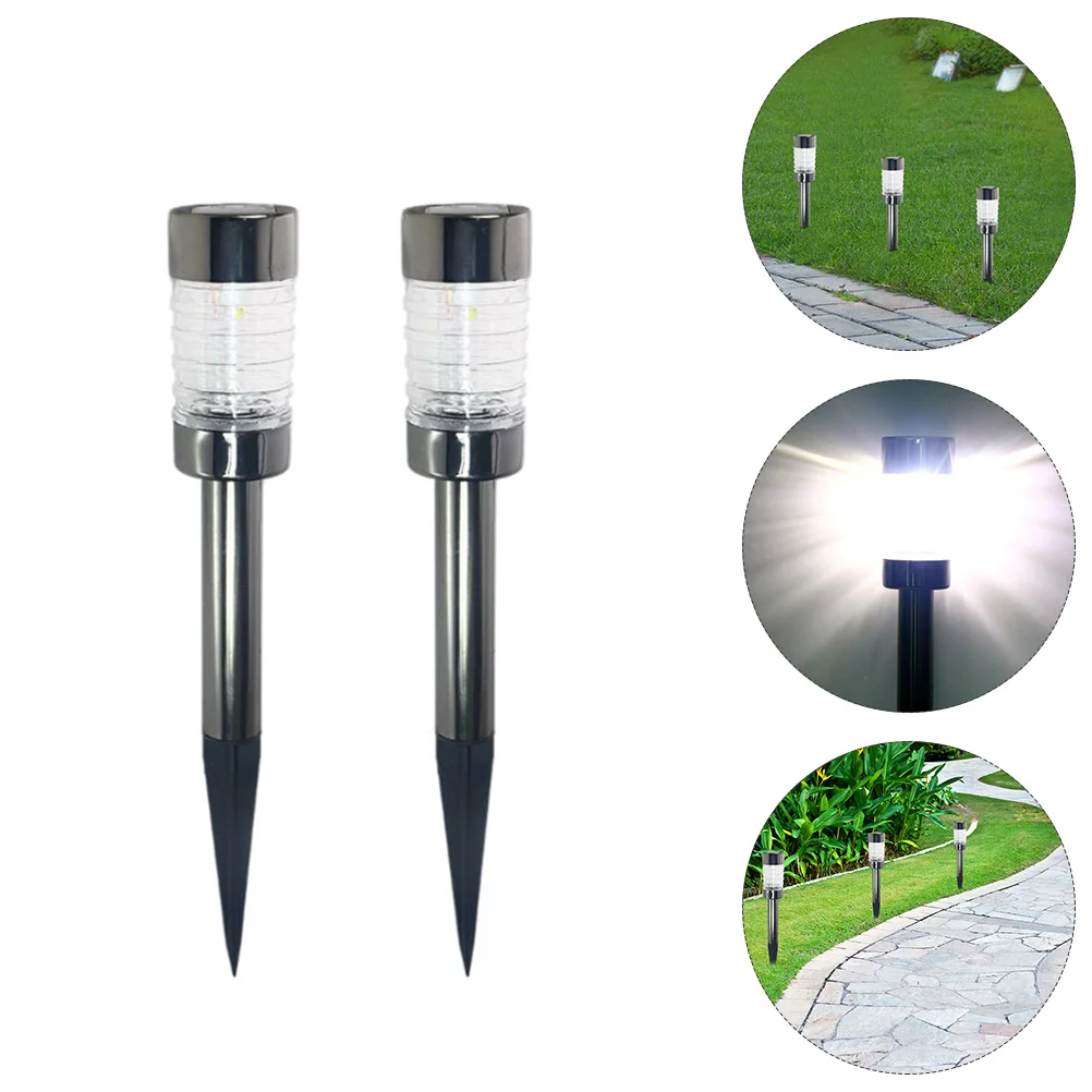 

2Pcs Solar Powered Pathway Light Stainless Steel Outdoor Landscape Light Waterproof Solar Garden Light Decorative Solar Lantern