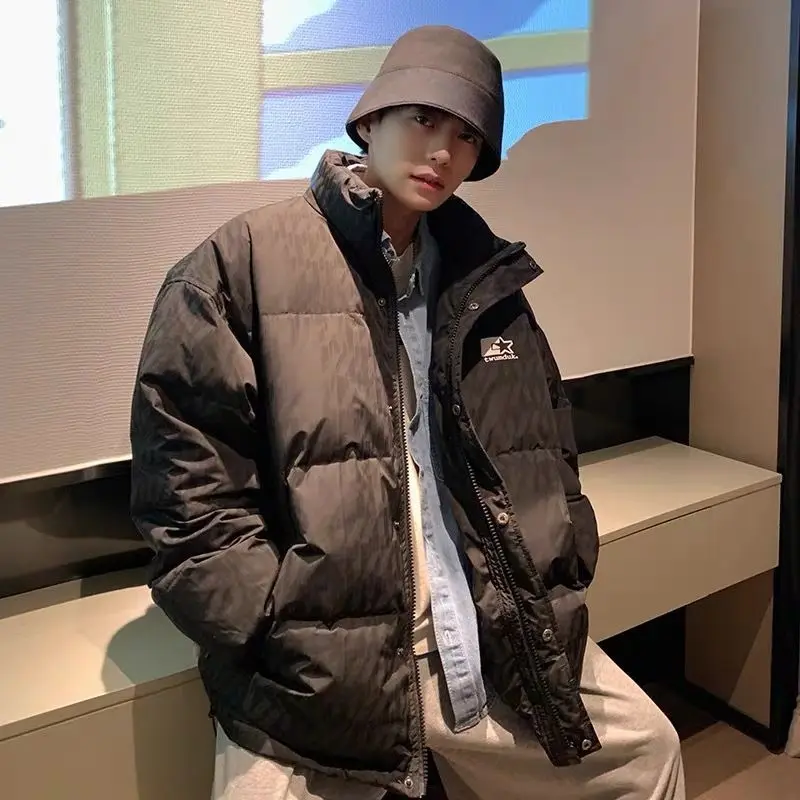 2022 Autumn Winter Retro Down Jacket Men's Fashion Reflective Tooling Cotton Jacket Europe and the United States Hiphop Coats