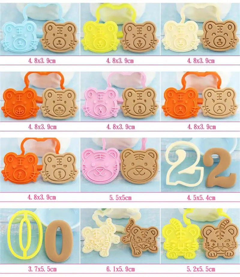 

Cartoon Tiger Shaped Cookie Embosser Cute Animals Biscuit Mold 3D Press Fondant Cookie Cutter Baking Cake Decorating Tool