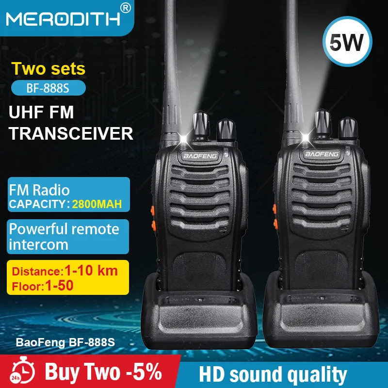 Baofeng 888S Walkie Talkie Professionale Radio Bidirezionale A Lungo Raggio Wireless Set Radio Uhf Comunicatore 400-470Mhz 16Ch Radio 2 Pezzi