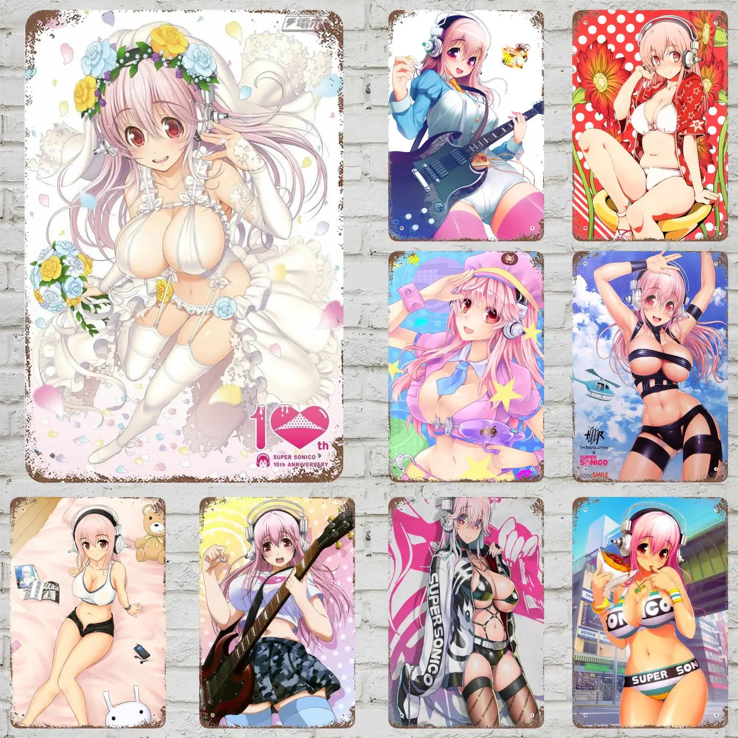 

Super Sonico Game Sexy Nordic Sonicomi Home Decoration Room Decor Gifts Metal Posters Metal Tin Signs Vintage Decor for bedroom