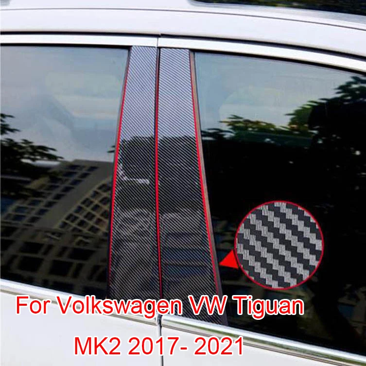 

Car Carbon Fiber Door Window Center B C Pillar Column Trim PC Stickers for Volkswagen VW Tiguan MK2 2017 2018 2019 2020 2021