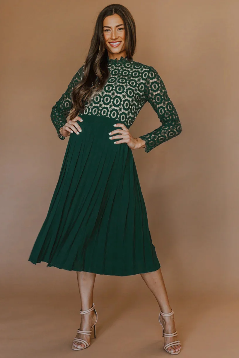 

Женское кружевное Плиссированное Платье, Элегантное повседневное элегантное платье с длинным рукавом, осень 2020