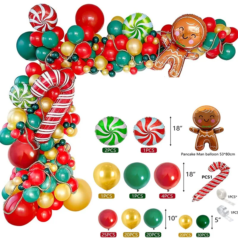 

128 шт. рождественские воздушные шары, арка, зеленые, золотые, красные фотообои, гирлянда, конические взрывобезопасные шары из фольги, новый год, Рождество, искусственные украшения