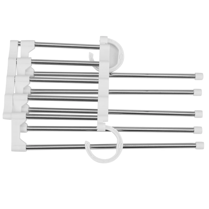 

Pants Hanger Closet Organizer Non Slip Multi Layers Stainless Steel Adjustable Trousers Storage Rack Space Saving For Jeans Ties