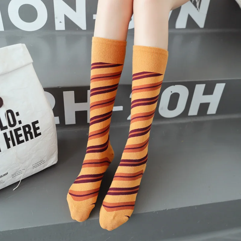 

Striped Mid-Calf Length Socks Striped Knee Length Socks Trendy Internet Celebrity Japanese and Korean Socks Calf Socks Thigh Hig