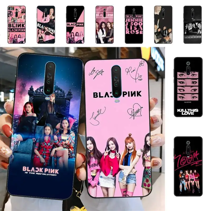 

B-BLACK-p-pink kpop Phone Case for Redmi 5 6 7 8 9 A 5plus K20 4X 6 cover