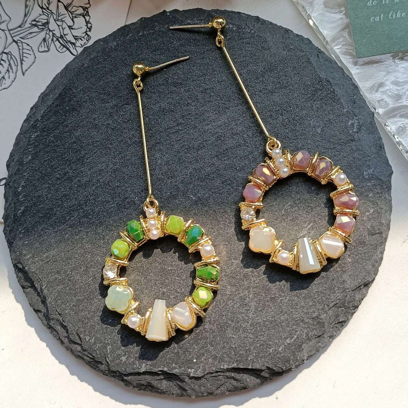 

Romantic Cute Resin Green Purple Earring for Women Large Stud Earring Korean Classic French Jewelry Summer Accessories Pendiente