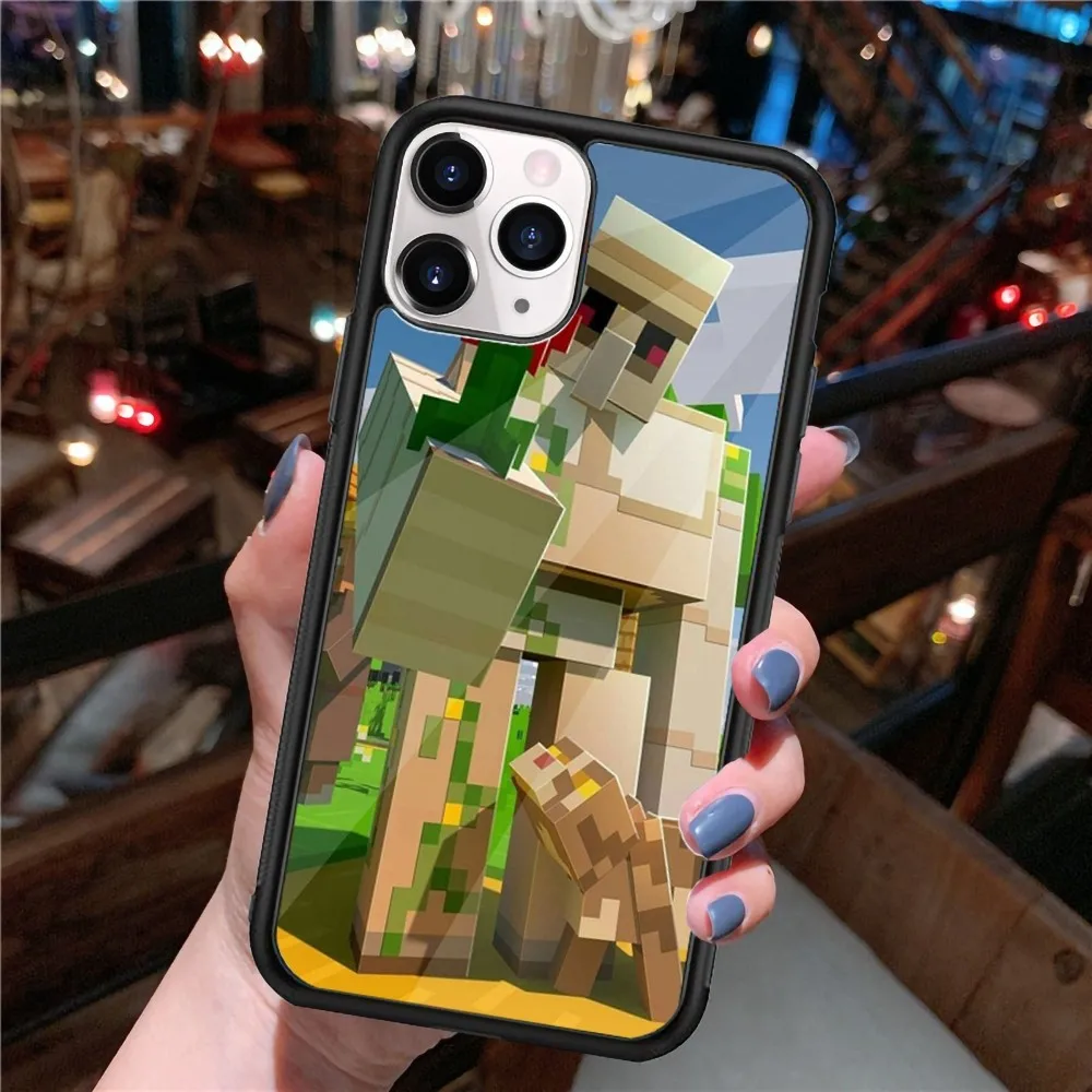 Ss-Minnecrafft-cc Phone Case Silicone PC+TPU Case For iPhone 14 11 12 13 Pro Max 8 7 6 Plus X XR Hard Fundas