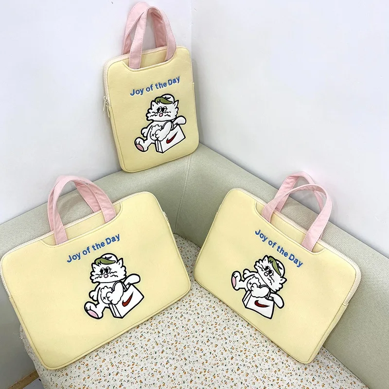 Cute Cat Soft Handbag for Samsung Tab A8 S7 S8 Plus Xiaomi Pad 5 Case for Ipad Pro 11 12.9 Cover 13-15 Inch Laptop Storage Bag
