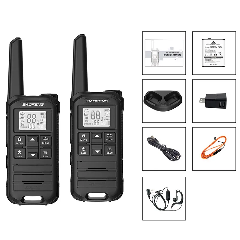 Baofeng FR-22A Waterproof Mini Portable Radio 430-440MHz 22 FRS Channel Scan Function Type-C USB Charging Walkie Talkie