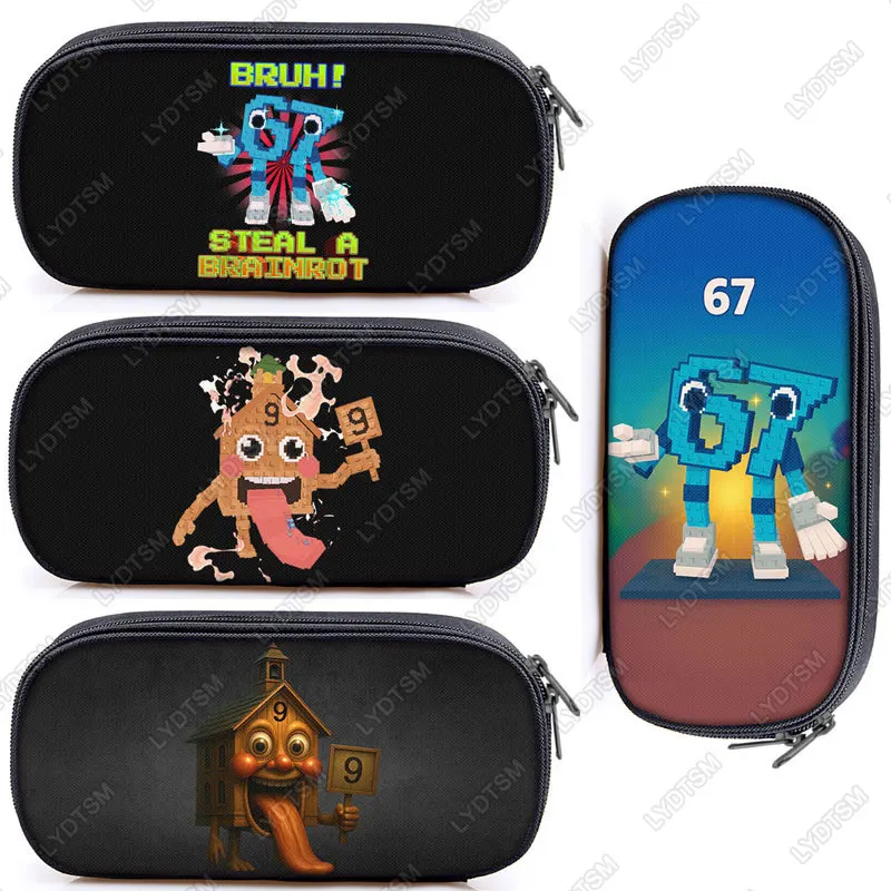 Фото Забавный косметичка Steal A Brainrot, сумка-карандаш Bruh 6 7, сумка для канцелярских принадлежностей Six Seven No. 9-классный пенал, школьные принадлежности №1
